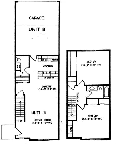 Townhouse Madison, WI for rent - floor plan Unit B
